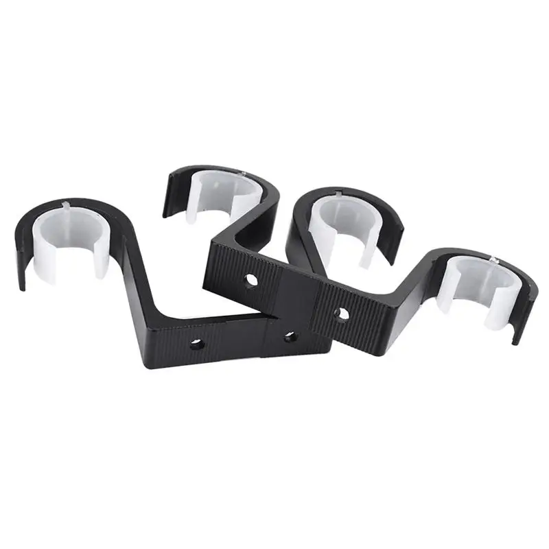 AFOURT-16Pcs Double Curtain Rod Brackets Ceiling Mount Supports Aluminum Alloy Black