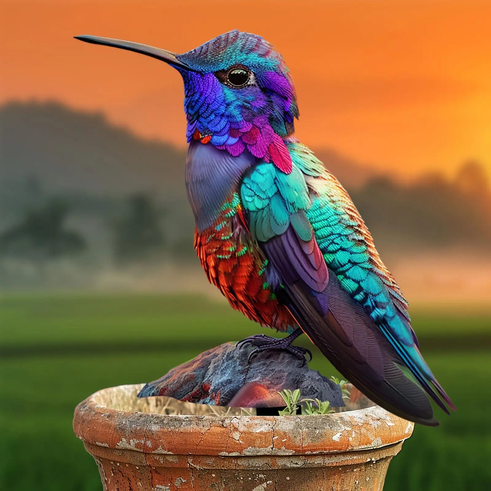 

2D Hummingbird Decorative Garden Stake Plant Pot Decor Yard Sign Lawn Ornament for Flower Bed Lawn Backyard Pathway Yard