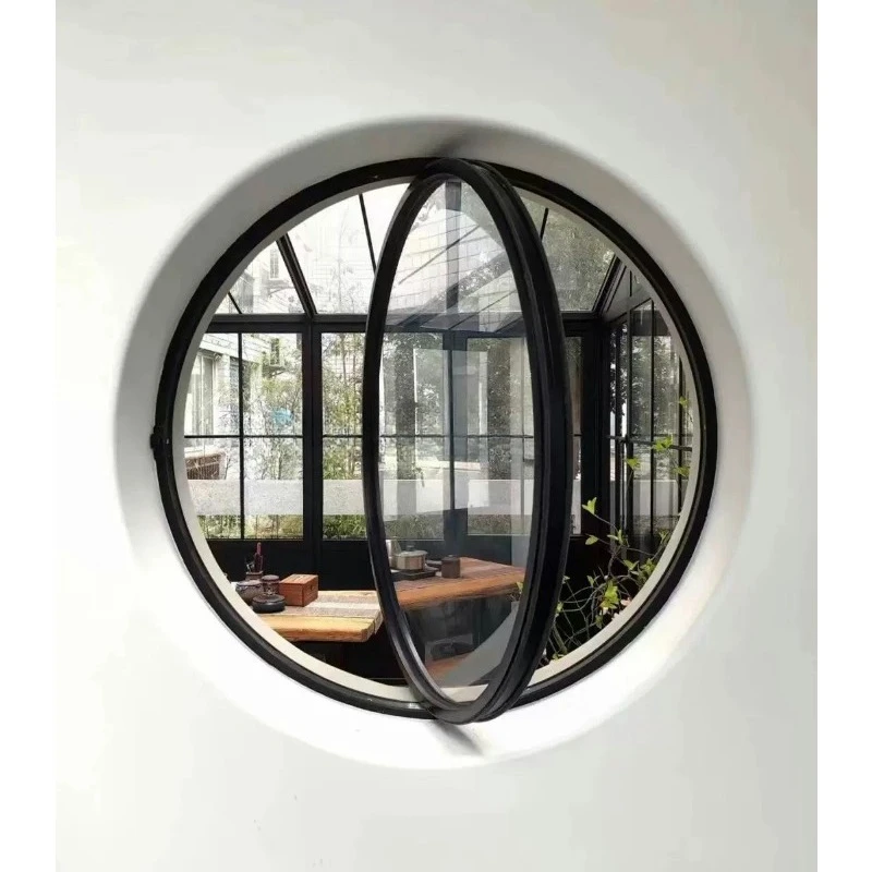 Aluminum alloy central axis rotating round window Moon interior privacy round glass window Attic landscape art window