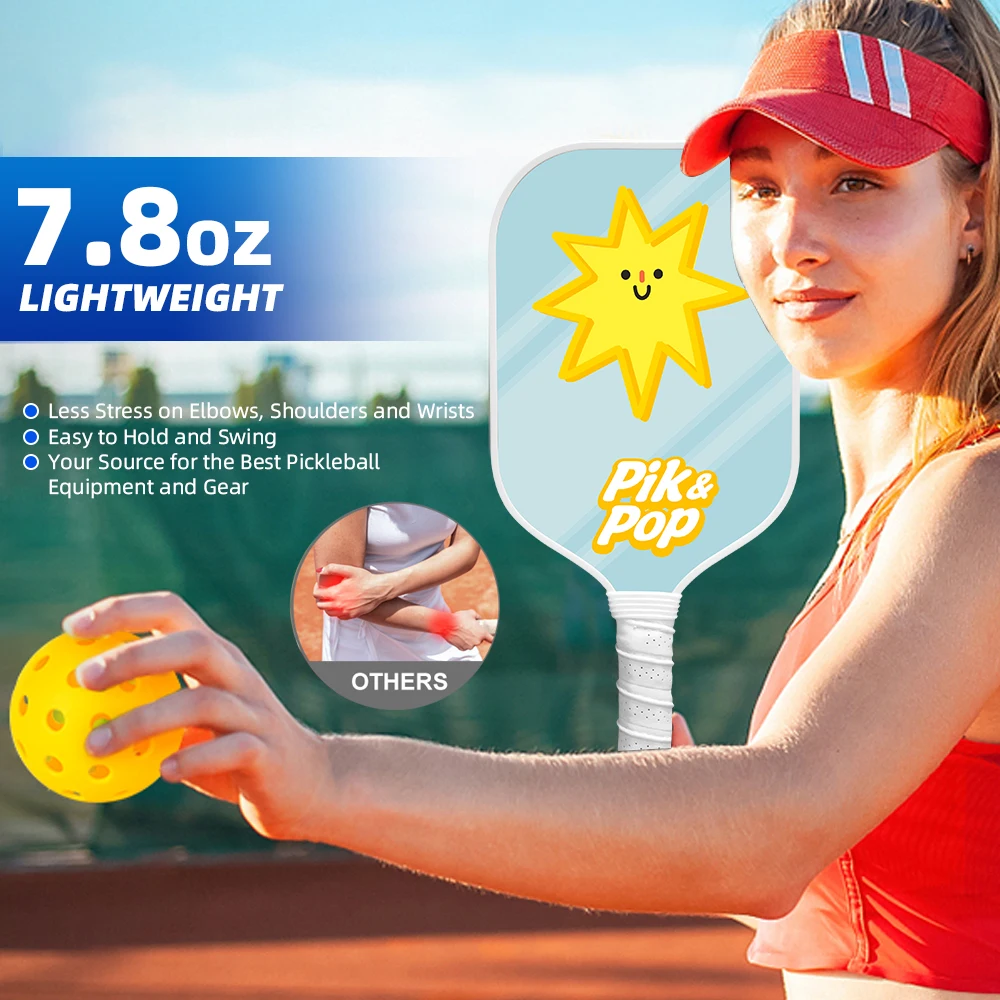 Pro Performance Pickleball Paddles (2-Pack) with Honeycomb Core for Ultimate Control & Power, Includes 4 Pickleballs & Portable