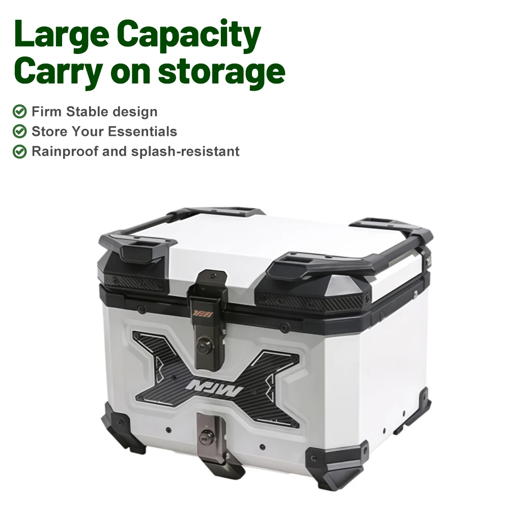 Universal Aluminum Tail Box For Motorcycle Scooter Electric Bike Rear Storage Trunk 45/55/65L Waterproof Shockproof