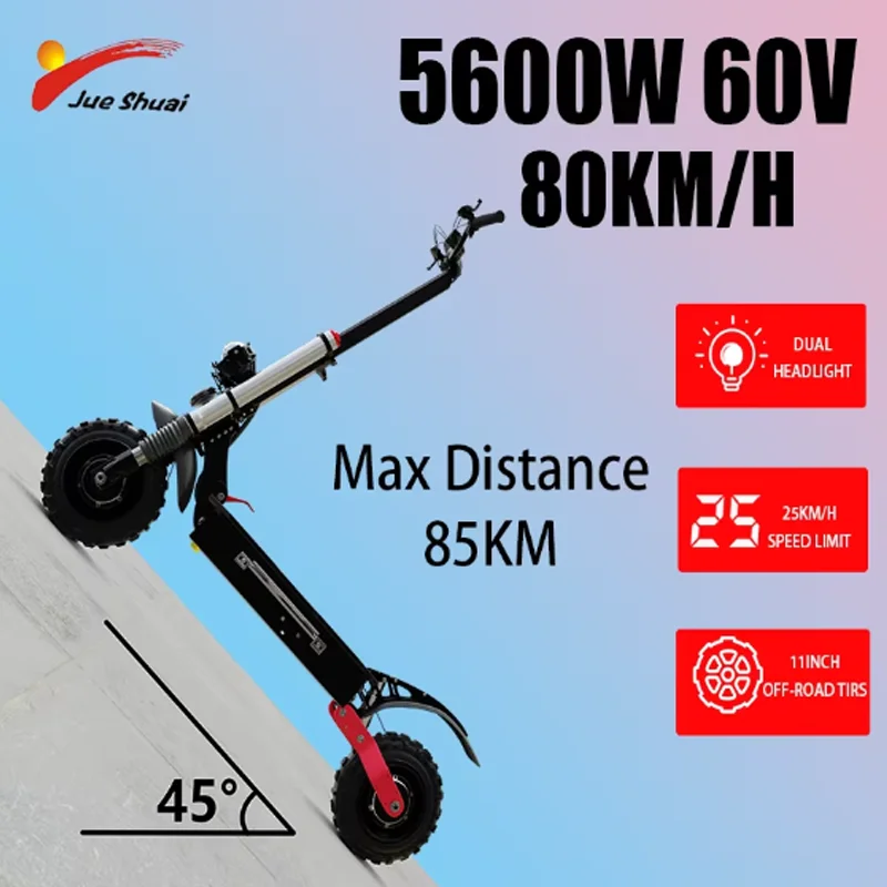 Jueshuai X60 Electric Scooter 80KM/H Speed 100KM Powerful 11 Inch Wheel Foldable электросамокат for Adults Disc Brake 60V 5600W