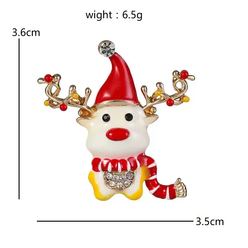 Wuli&baby Cute Christmas Deer Brooches For Women Lady Enamel Wear Scarf Hat Animal New Year Brooch Pins Gifts