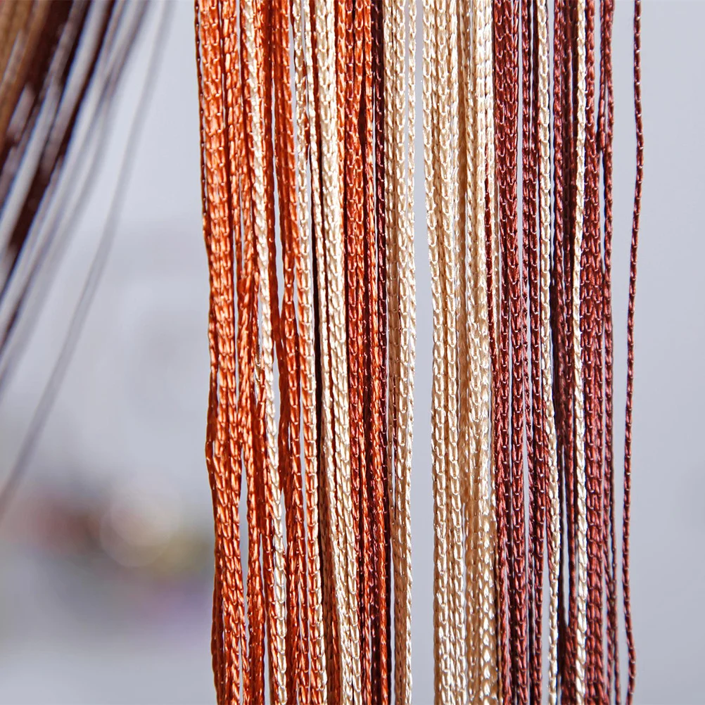

100X200Cm String Curtain Thread Drapes For Living Room Bedroom Door Window Decor Divider Khaki Curtains Home Office Cafe Wedding