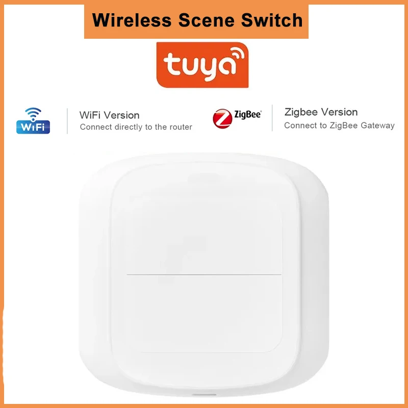 

Tuya WiFi Zigbee Scene Бесплатная наклейка-переключатель Умный дом Беспроводной переключатель сцен Двойная кнопка сценарий Переключатель дистанционного управления