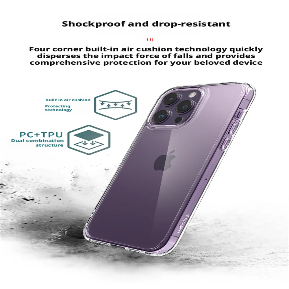 Spigen Ultra Hybrid Nicht Vergilbende Transparente Hülle für iPhone 18 17 16 Plus 15 14 13 12 Pro Max Stoßfeste Durchsichtige Schutzhülle – Detail 1