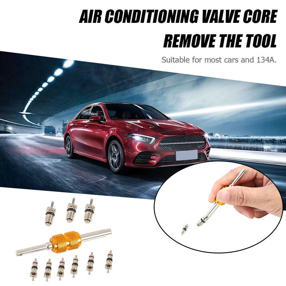 Air Conditioning Valve Cores Remover Car 1pc Remover Tool Cores Kit Parts Repair Replacement 9Pieces A/C System