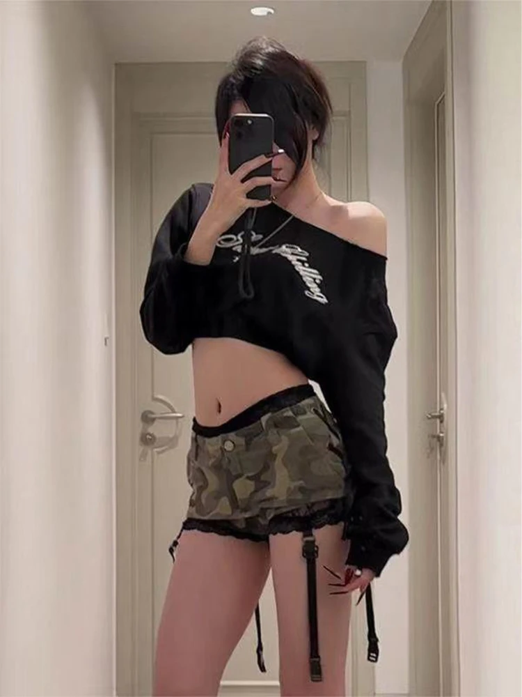 ローウエスト A ラインスカート女性の夏のセクシーな純粋な欲望迷彩 f スカート抗光オートスカートパンツレトロスプライス