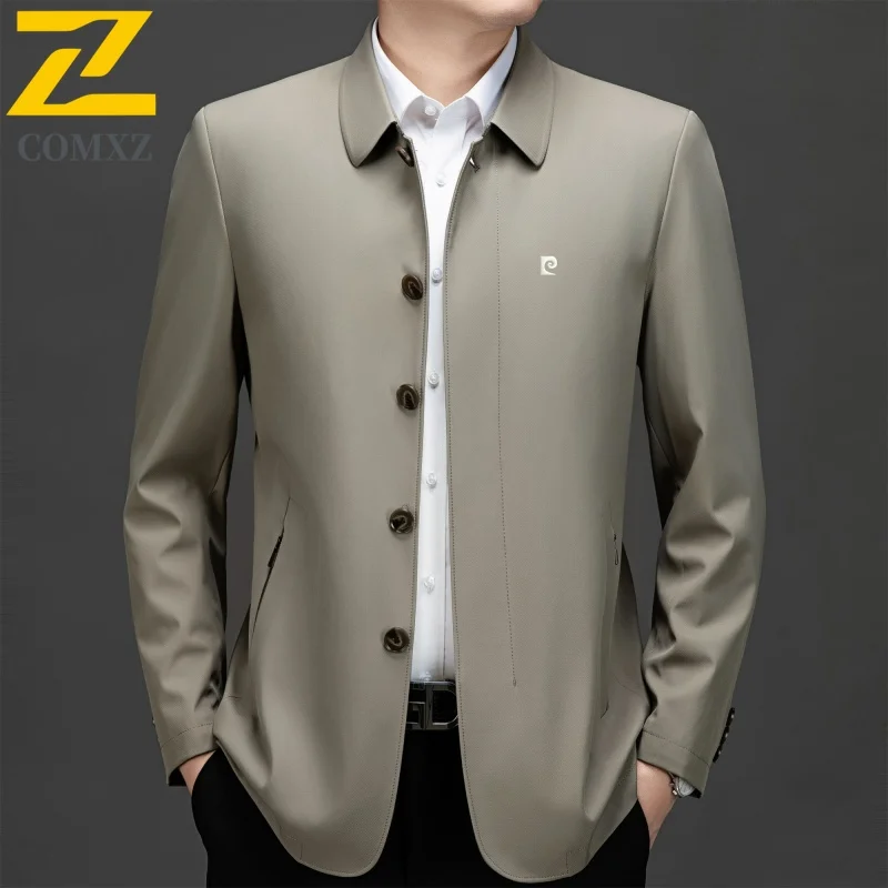 

COMXZ Men Jacket Business Casual Notch Lapel Trendy Minimalist Lightweight Travel Wedding Office Jacket Solid Color Coat Autumn