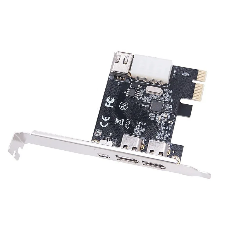 PCI-E 1X To 16X 1394 DV Video Capture Card with 6 Pin To 4 Pin Firewire Adapter 3 Ports Free Driver Desktop Computer Accessory