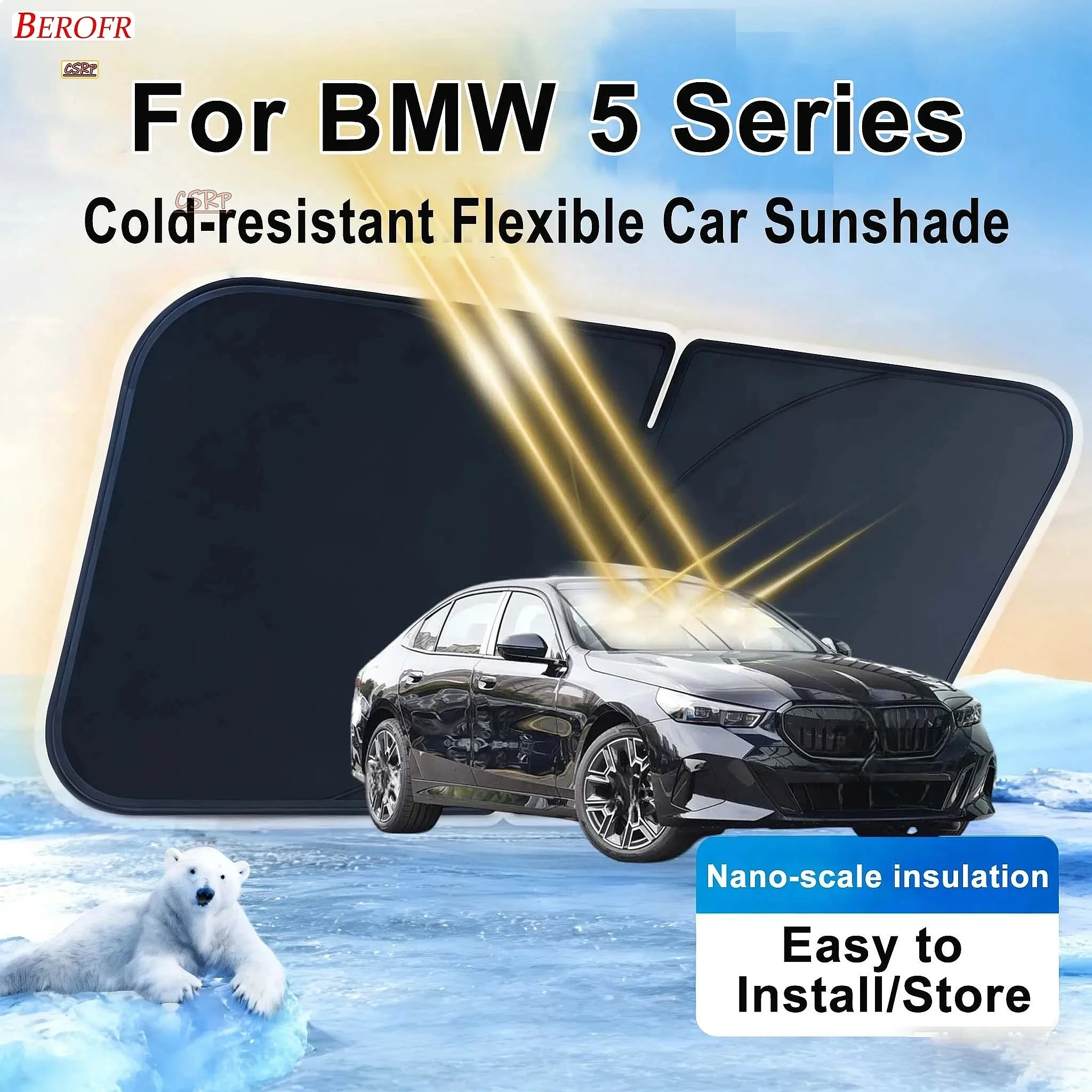 For BMW 5 Series 2024-2026 Car Windshield Sunshade Cover Front Window Sun Shade Heat Insulation Summer Auto Accessories