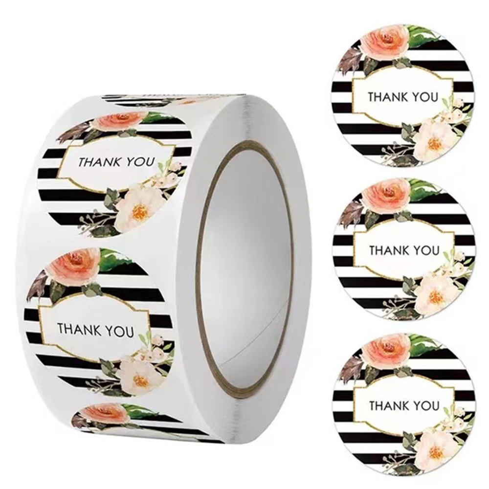 100-500pcs Round Thank You For Your Order Stickers Thanks For Shopping Small Shop Local Handmade Stickers Flower Stickers