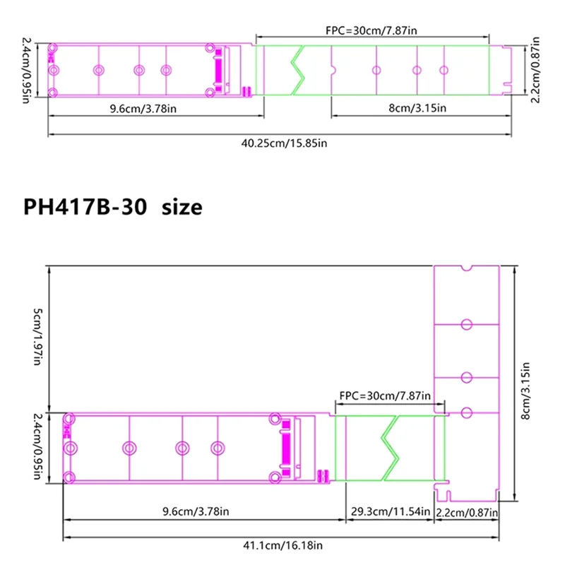 Двойной протокол PCIE4.0 M.2 M Key NVME Удлинительный кабель Riser Card для 2230 2242 2260 2280 M.2 PCI-E / M2 NGFF SATA SSD