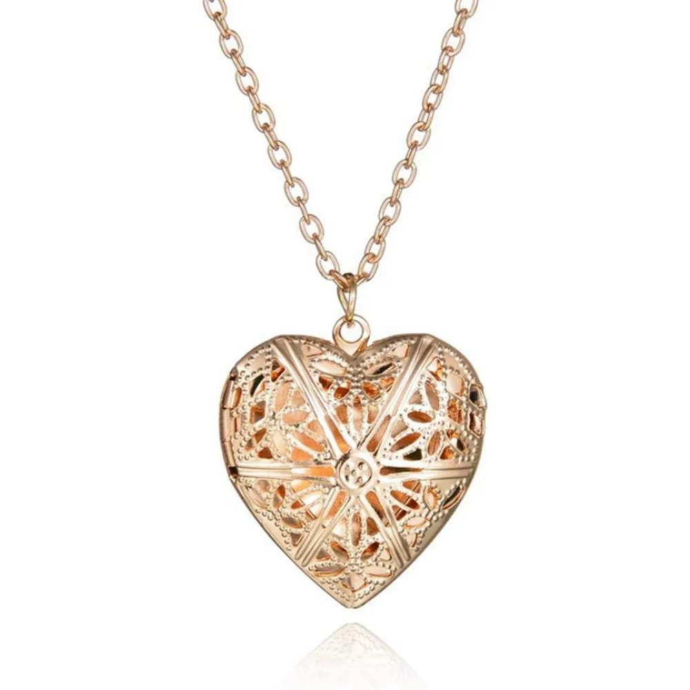 US Shipping Hollow Heart Pendant Necklace Geometric Charm Gold Jewelry Gift for Women