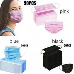 50 Pieces/Pack, Disposable Mask, Suitable For Home And Office Protective Three-layer Breathable Comfortable Nose/Mouth Mask