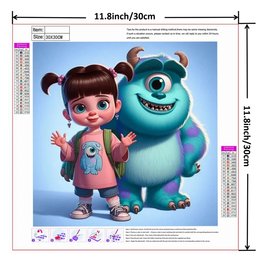 Disney 5d DIY Diamant Malerei Monster Inc. DIY Bohrer Stickerei Cartoon Kunst Home Decoration Strass Bilder