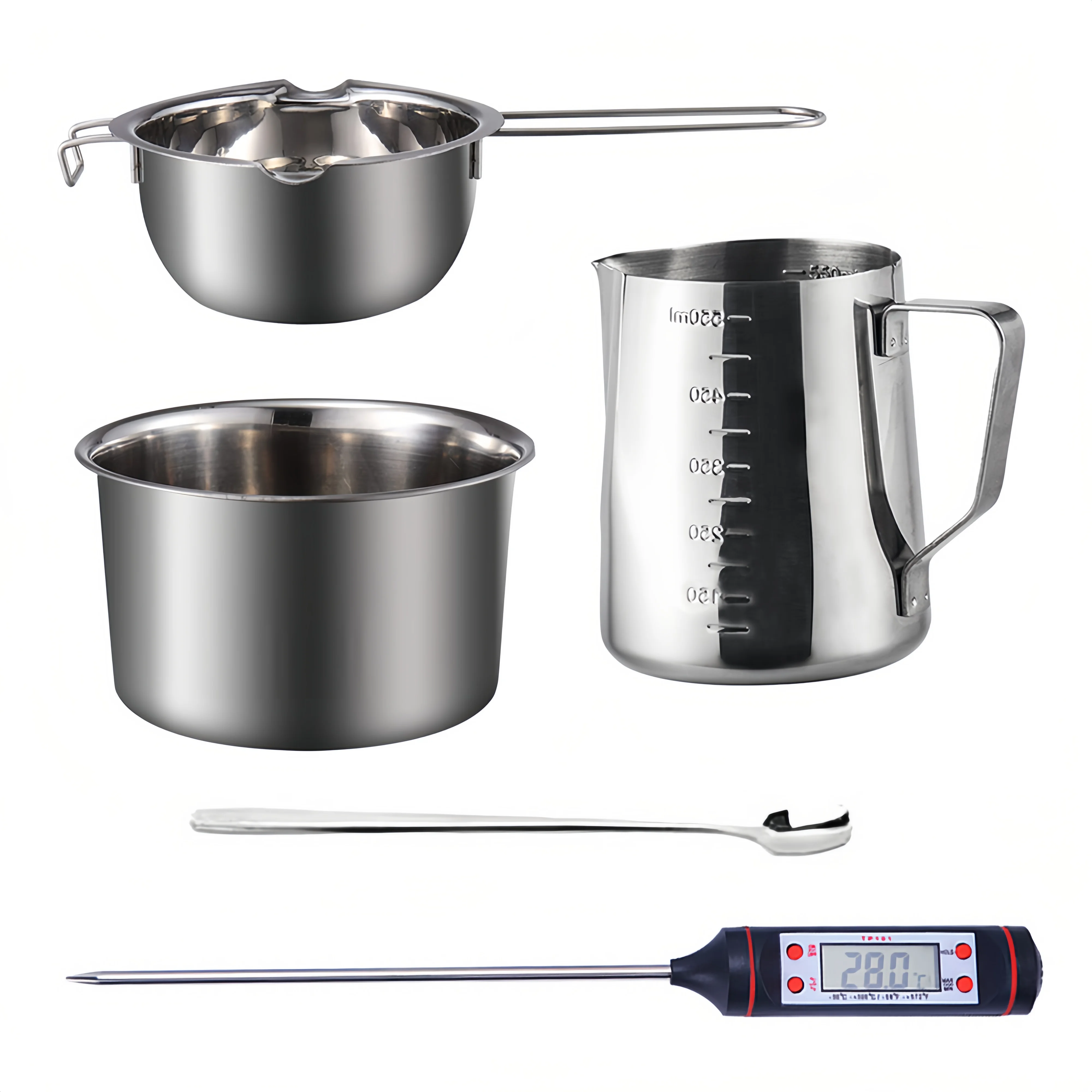 Kit de fabrication de bougies faites main DIY, outils de conception de savons, fournitures de pâtisserie, tasse à mesurer, pot à cire avec thermomètre