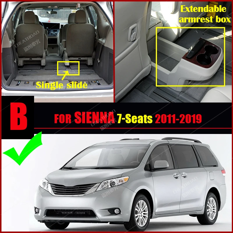 Double Layer Car floor mats For Toyota Sienna 7-seat 2011-2019 2012 2013 2014 2015 2016 2017 18 Foot Carpet Interior Accessories