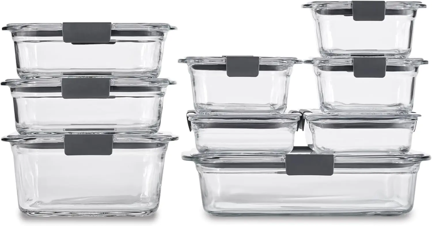 

BPA-Free Glass Food Storage Containers Set of 9, Leak-Proof Clear Assorted Sizes for Kitchen