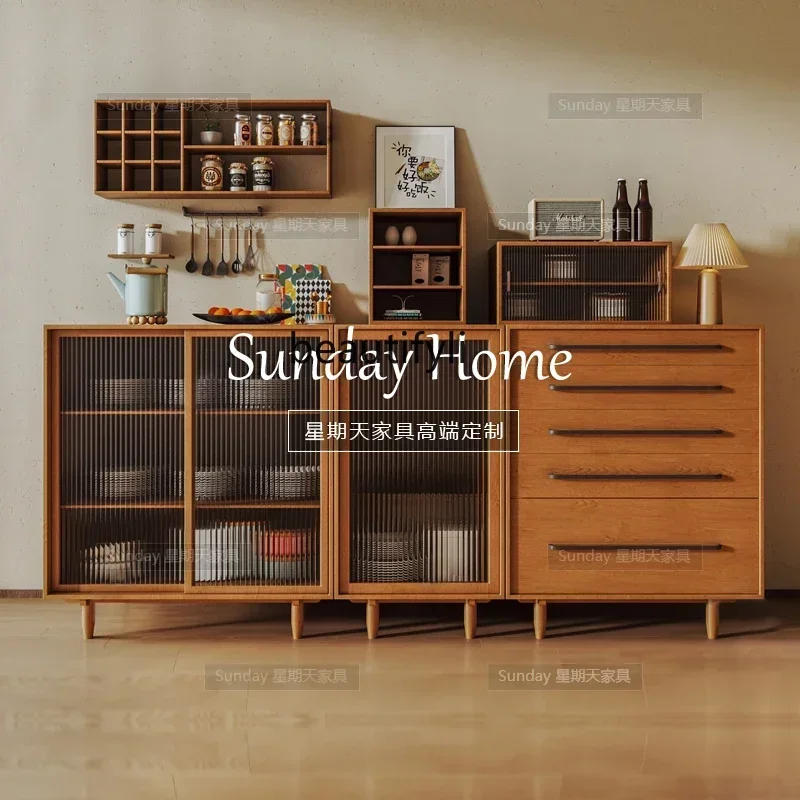 SS ss7486 Log wind multi-functional locker large capacity drawer chest with glass locker