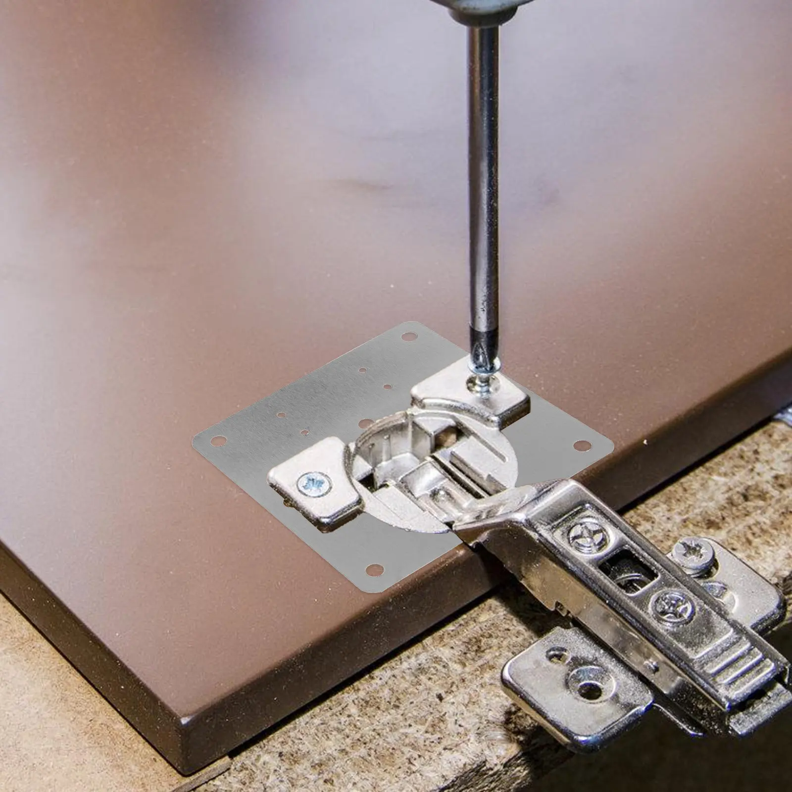 8pcs Hinge Repair Plate Cabinet Door Steel Small Hole Kitchen Mending Wood Filler Plates Practical Durable Hardware