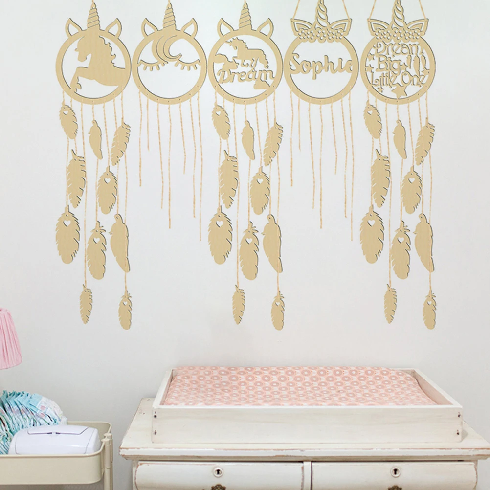 5 مجموعات من مواد صائد الأحلام DIY المعلقات المدمجة المحمولة يونيكورن لتزيين جدران غرفة النوم زخرفة يدوية