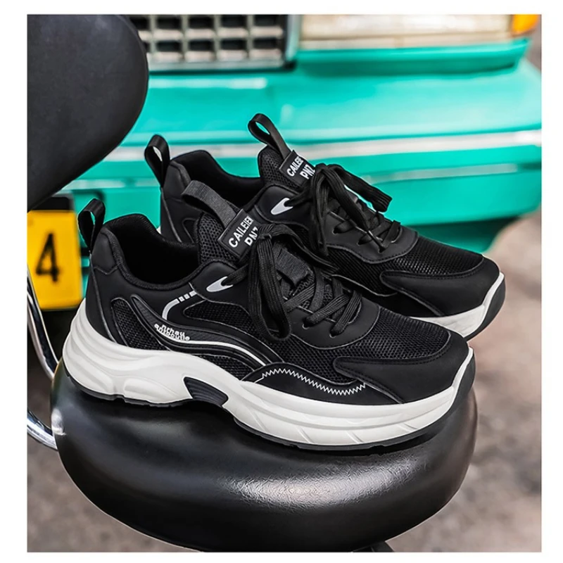 

Men's White Chunky Dad Sneakers Breathable Mesh Platform Thick Sole Running Shoes Casual Sport Footwear
