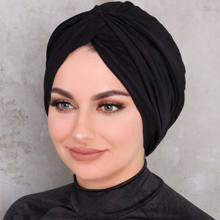 Turban Instantané artificiel astique Doux pour Femme, Casquette Hijab Intérieure, Chapeau Musulman, Écharpe de Sauna, Solide, Document, Bonnet Chimio