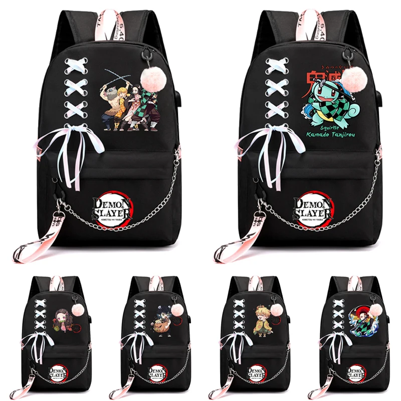 

Anime Demon Slayer Backpack Printed School Bag Teenager Student Cartoon Bookbag Outdoor Knapsack Kids Boy Girl Rucksack