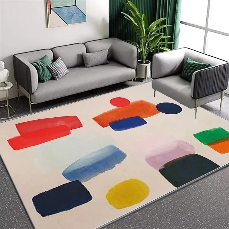 Abstract Fashion Simple Carpet Soft 100% Polyester Felt Mat Mechanical Washable Bedroom Decor Cartoon Children's Room Floor Rug