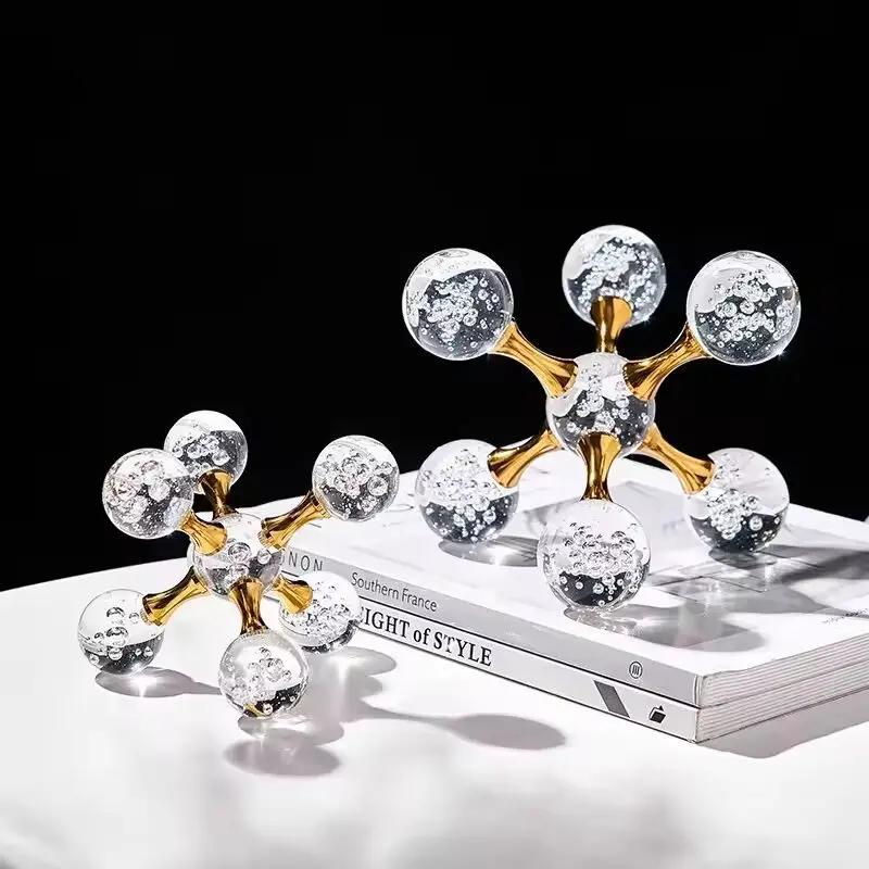 Luxurious Crystal and Alloy Molecular Ball living room tabletop decoration, perfect for Christmas, parties, home or office
