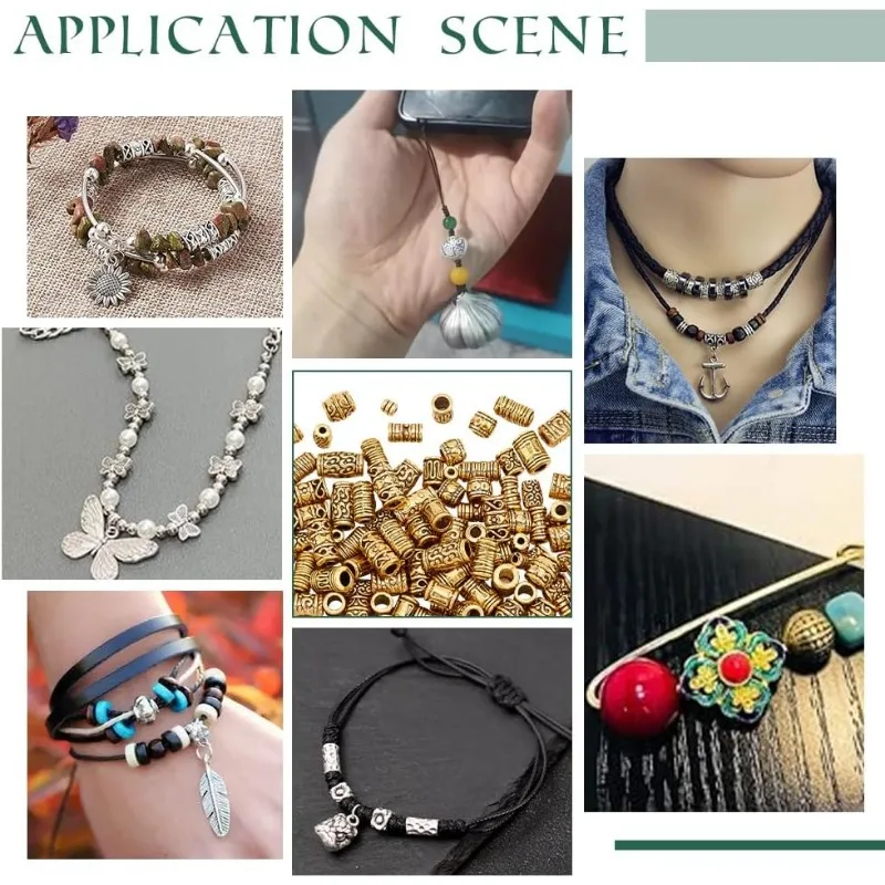 120 قطعة 12 نمط الفواصل الذهبية برميل العمود أنبوب الفواصل الخرز المعادن العتيقة الفواصل الخرز سبائك التبتية فضفاض الخرز لسوار