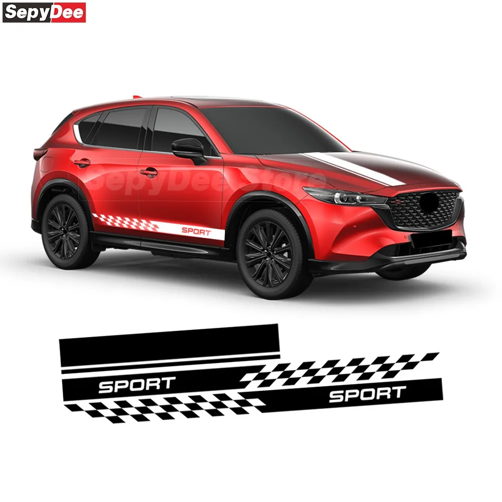 

3 шт. наклейка на капот для Mazda CX-5 Racing Sport клетчатая полоса наборы наклеек автомобильные аксессуары