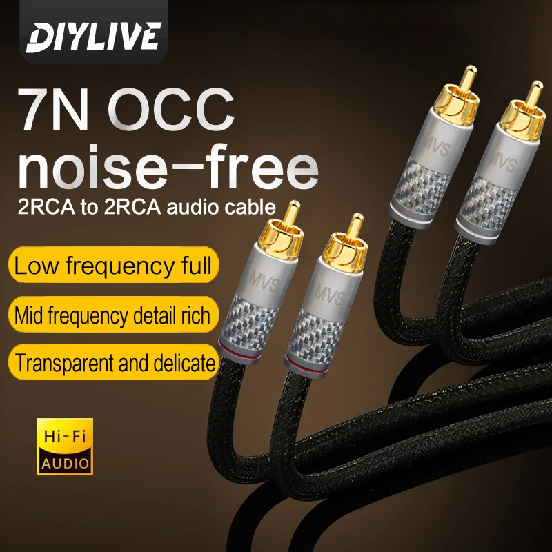 Fever single crystal copper gold plated signal cable 2RCA double lotus head audio cable two-to-two CD amplifier audio cable