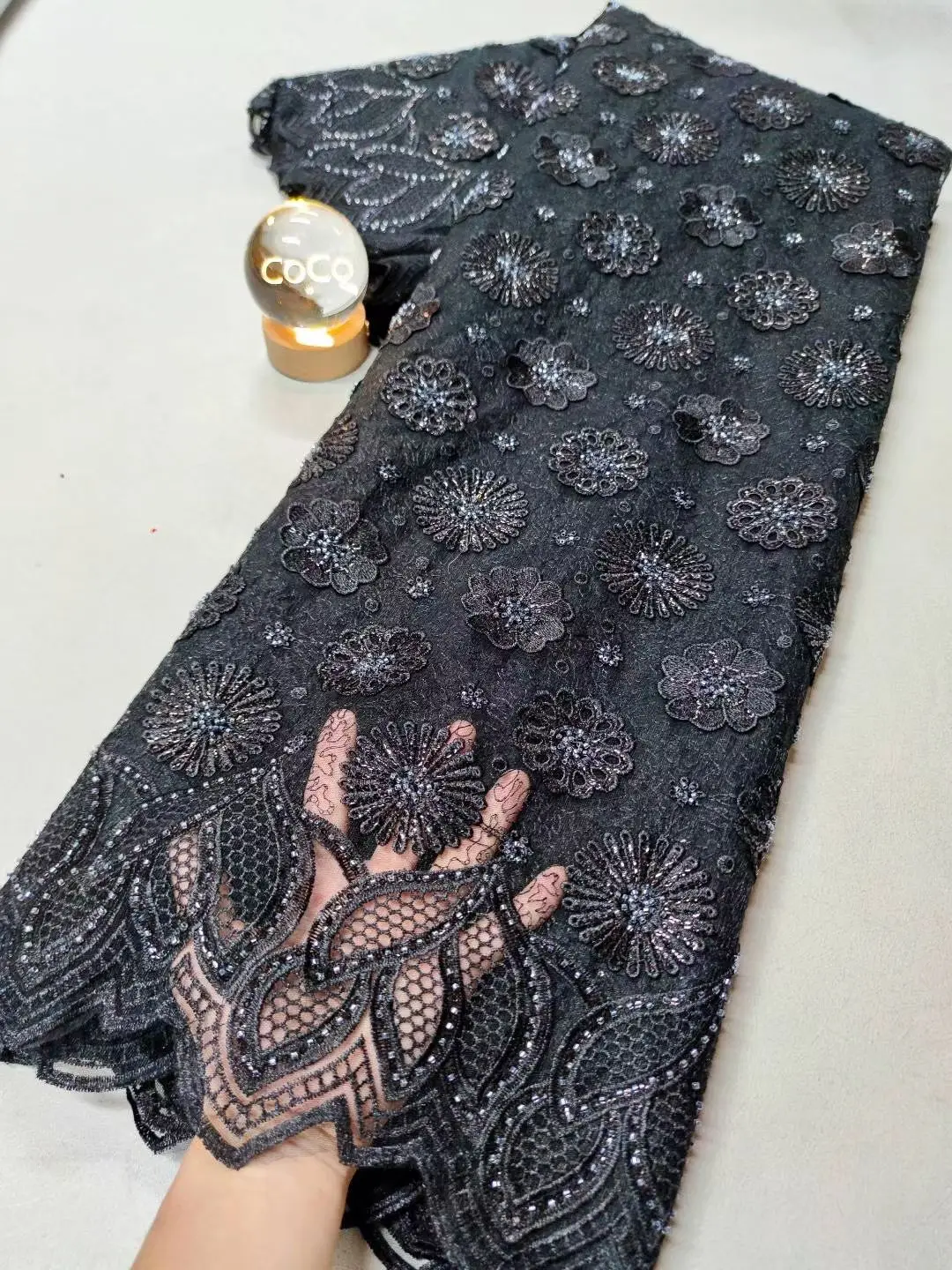 African Lace Fabric 2025 High Quality 3DFlower Embroider Austria Peach Lace Fabric Luxury Nigerian Wedding Dress Material Hm82-1