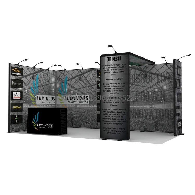 La cabina de comercio Modular de 10x20 pies muestra una fácil instalación de aluminio para cabina de exposición de 3x6m
