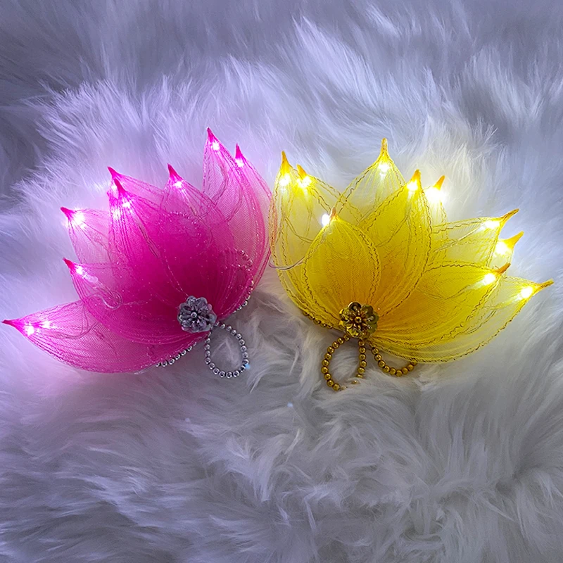 

Costumes Accessory Hair Decorative Props Luminous Lotus Headpiece Girls Women Performance Dance Night Glow Headpiece