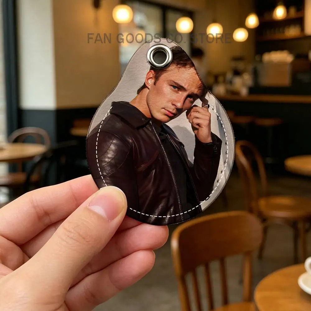 Actor D-Drew Starkey PU Leather Card Holder Keychain Key Ring Door Lock Access Tag ID Access Card Air Tag Case Keychain Card