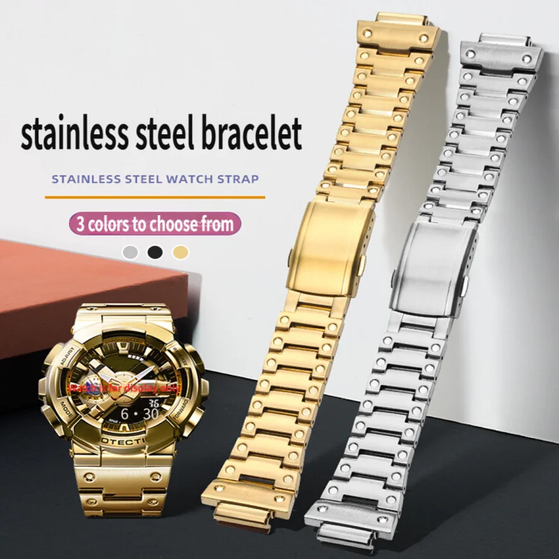 

For Casio G-SHOCK GA100 GA110 GA120 GD100 120 Solid stainless steel waterproof Watch Strap case metal golden silver watchband