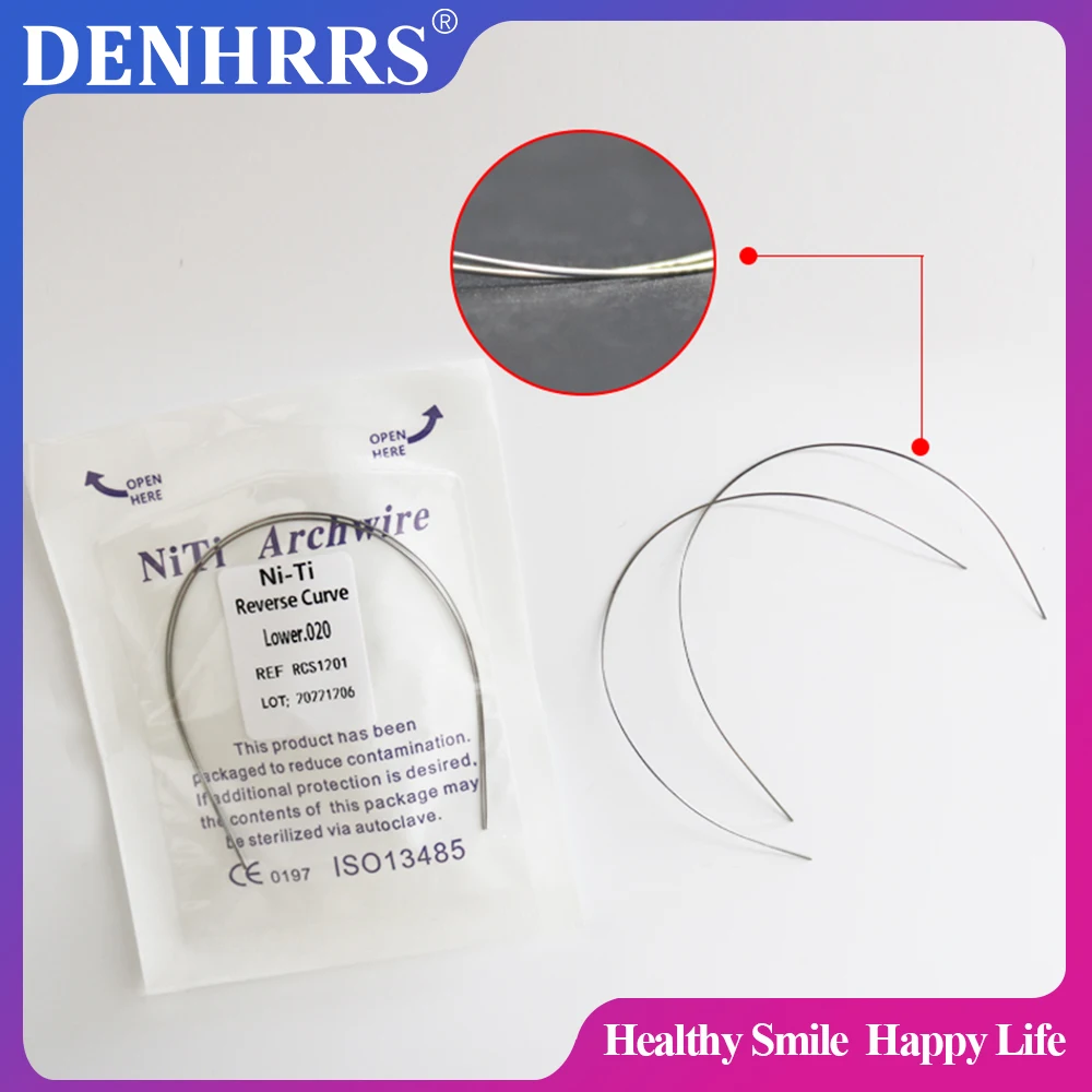 2Packs 4Pcs Dental Orthodontic Reverse Curve Niti Wire (1Upper+1Lower)