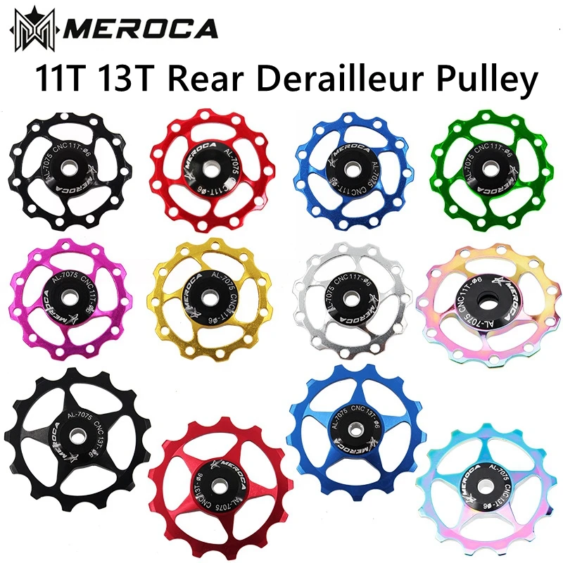 MEROCA 2 stücke MTB Rennrad Schaltwerk Pulley Set Fahrrad Jockey Guide Rad Unterstützung 8-11 Geschwindigkeit 11T 13T für Shimano Sram – Detail 1