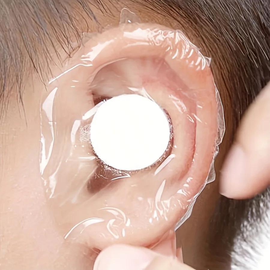48Pcs Disposable Pu Film Waterproof Ear Patches, Multiple Sizes, Perfect for Showering and Swimming - Ideal for Labor Day, Thanksgiving, and Midday Holidays, Transparent Plastic Ear Protection Stickers for Bathing