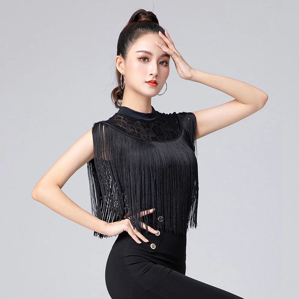 Latin Dance Dress Standard Ballroom Practice Wear Competition Skirt Line Prom Costume Ladies Fringed Clothes Girl upper garment