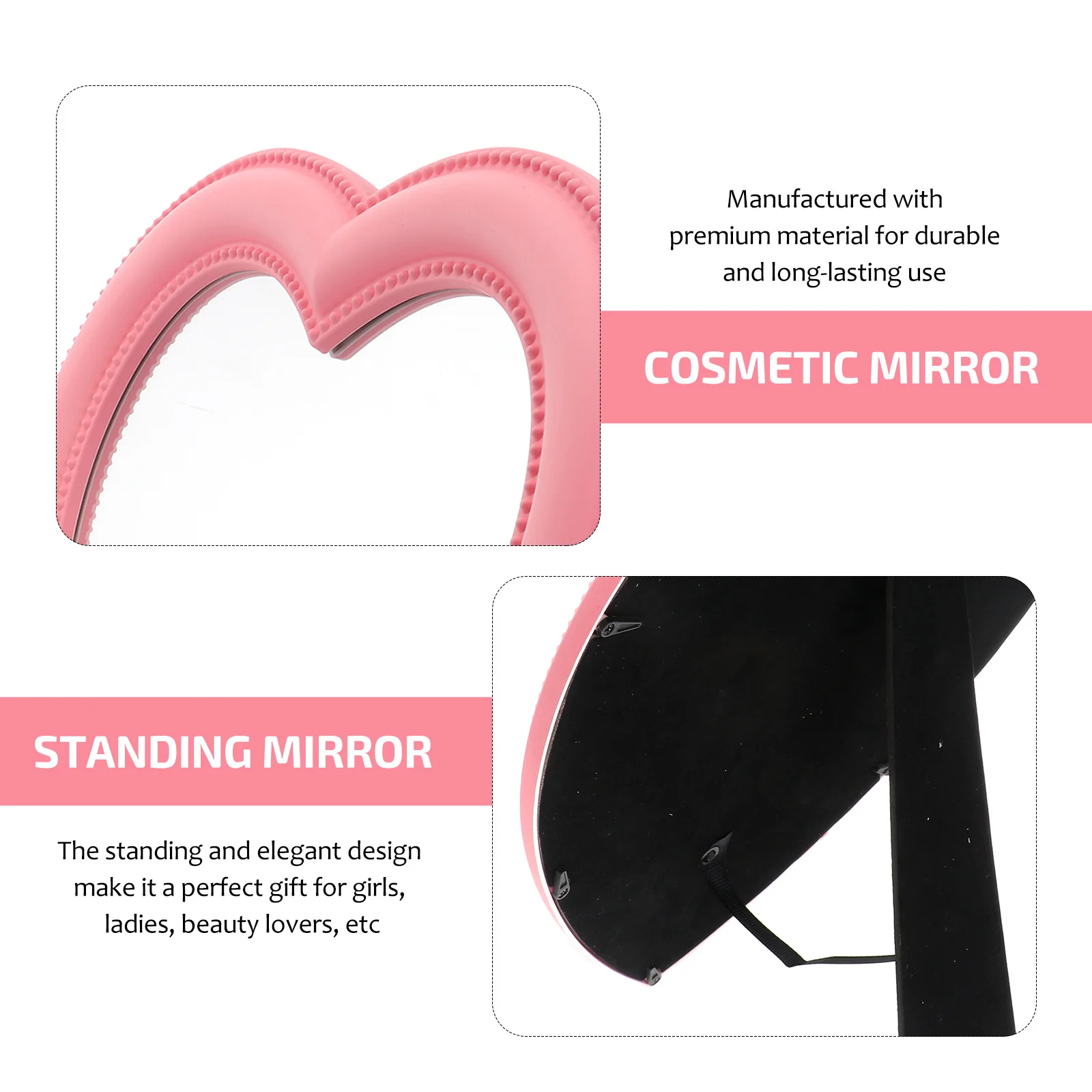 

Mirror Dress up Hand Held Heart Shape Makeup Wall Hanging Desktop Compact Shaped