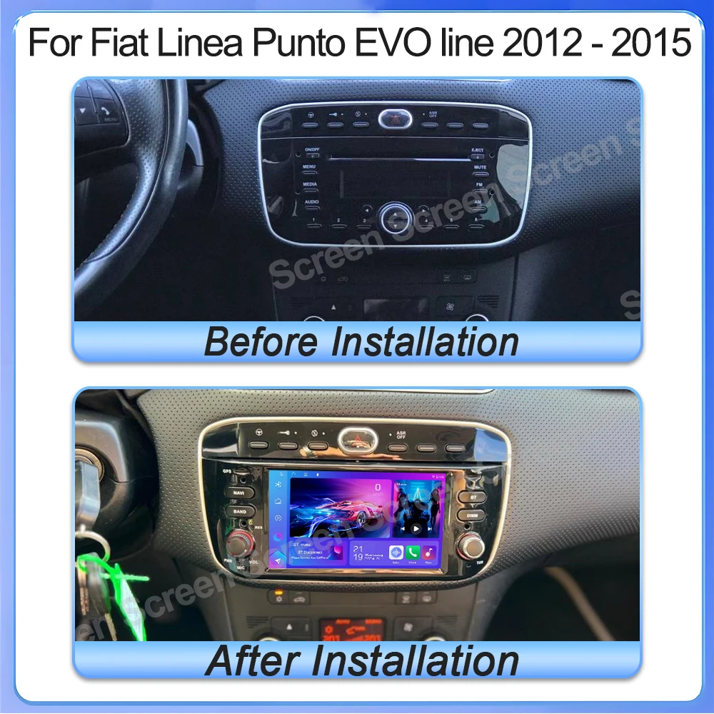 Car Radio For Fiat Linea Punto Evo Line 2012 2013 2014 2015 Android 16 Carplay Multimedia Stereo GPS Navi Wifi 5G Bt Head Unit
