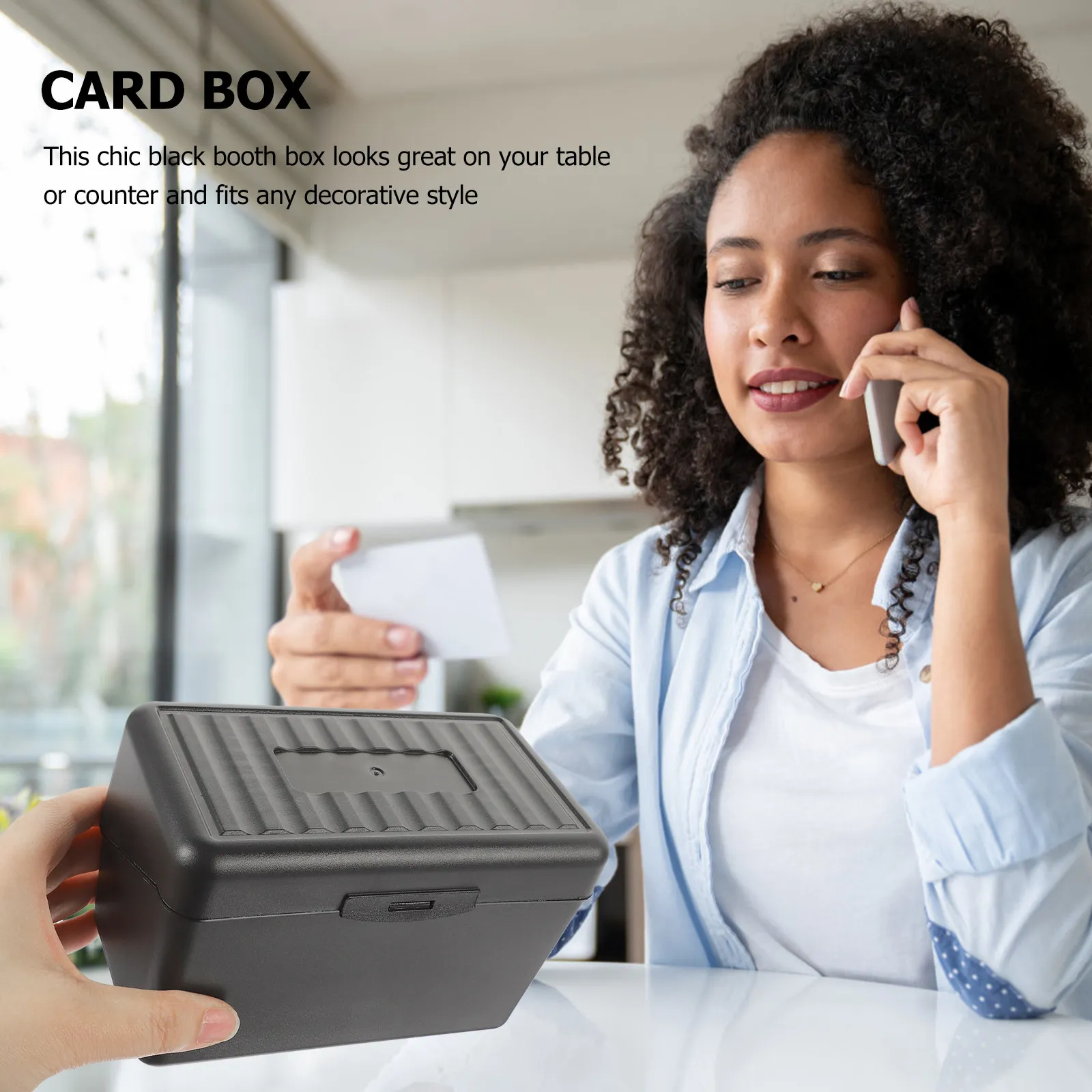Business Card Box Desktop Cards Holder Plastic Stand Organizer Storage Case Office Supply Business Card Display Holder Name