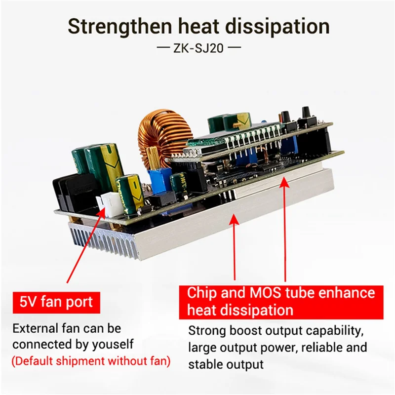FUFU 2X ZK-SJ20 Automatic Step Up Down Module MPPT Buck Boost Converter Power Supply Module Adjustable Board