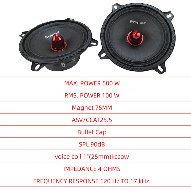 1 Pair 500W 5-Inch Mid-Range Speakers For Dvd Players, Surround Sound Systems High-Fidelity Sound Quality Car Door Speakers