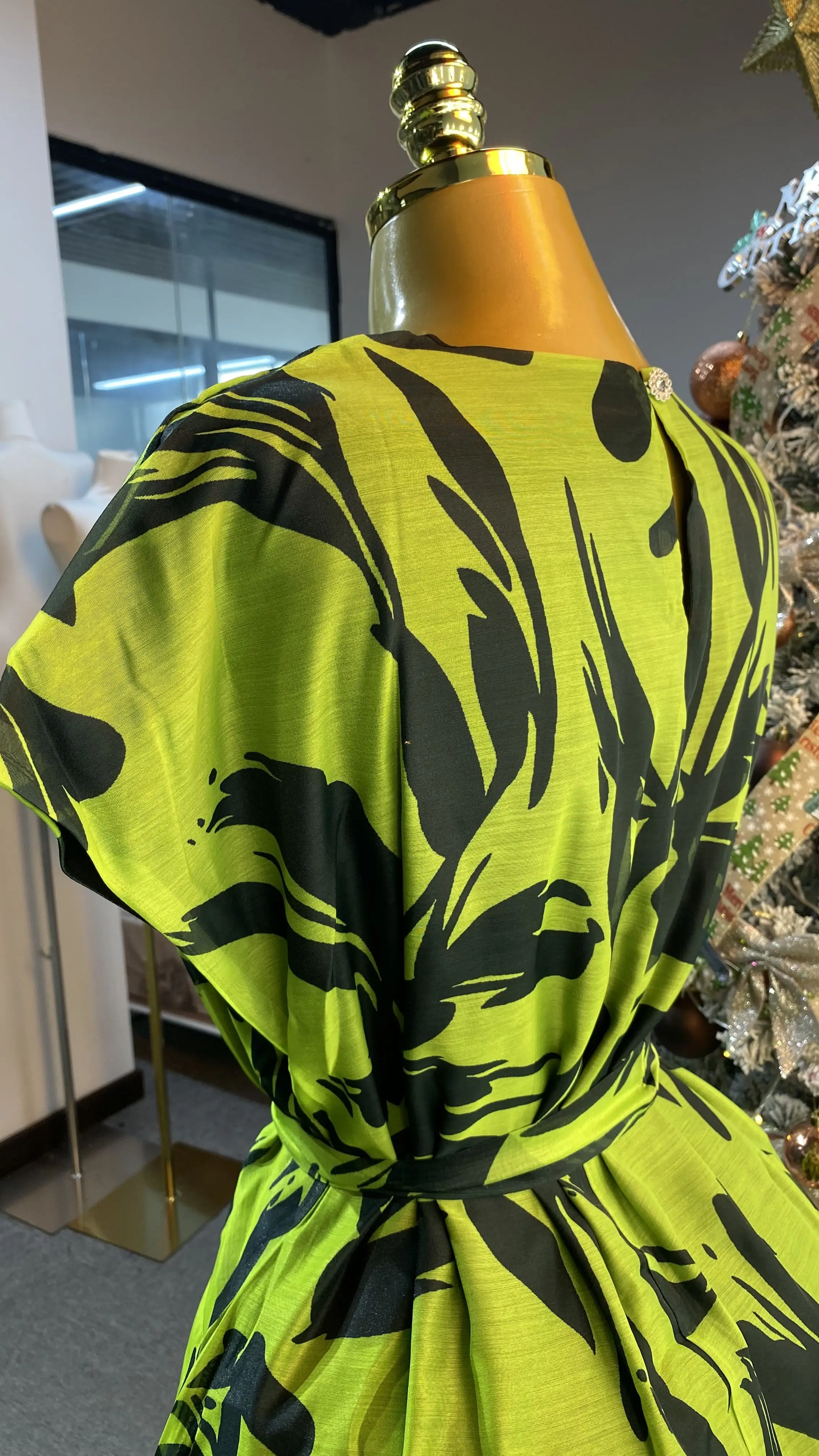 

Fashion designer women's spring/summer O-neck single-breasted loose retro print casual dress-GZXXX477