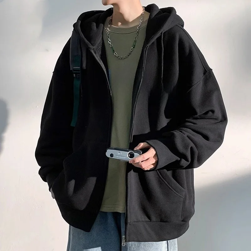 

Мужская толстовка большого размера, модный кардиган из полиэстера, с длинными рукавами, осенне-зимнее пальто